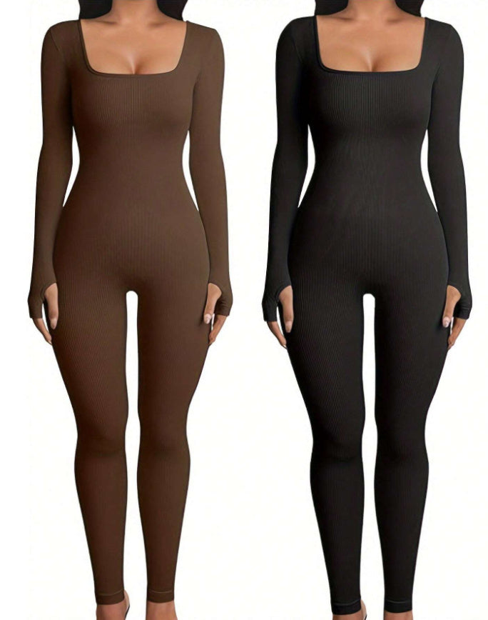 Women's Yoga Sports Fitness Jumpsuit Workout Long Sleeve