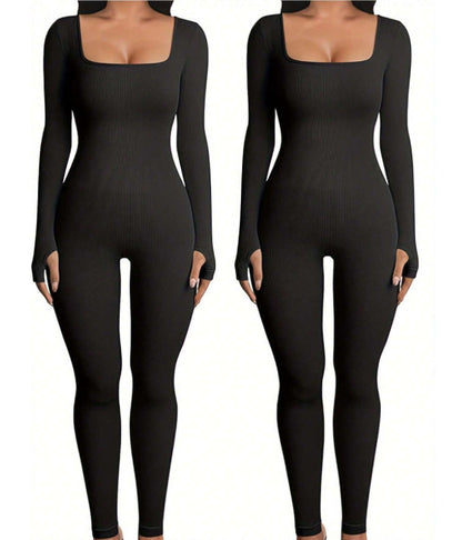 Women's Yoga Sports Fitness Jumpsuit Workout Long Sleeve