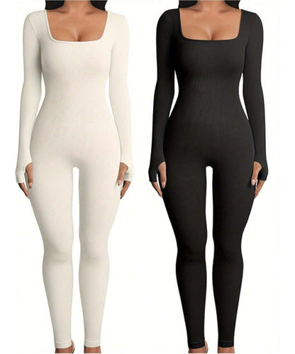 Women's Yoga Sports Fitness Jumpsuit Workout Long Sleeve