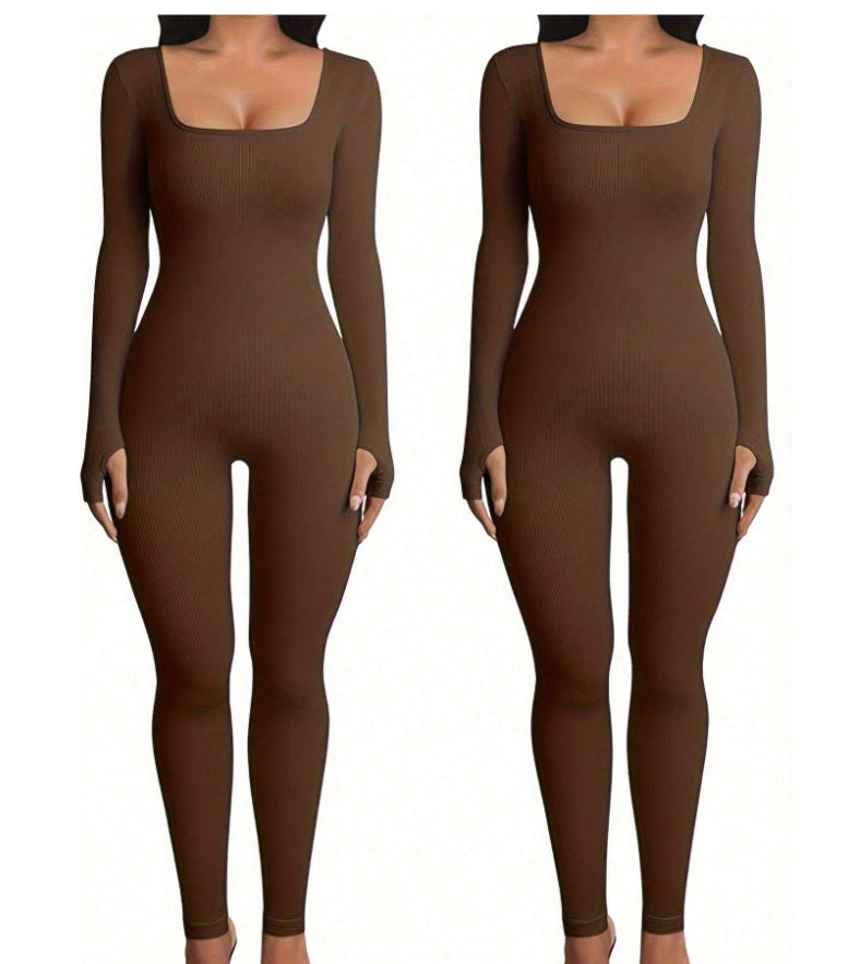 Women's Yoga Sports Fitness Jumpsuit Workout Long Sleeve