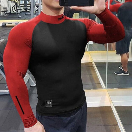 Workout Clothes Contrast Color Slim Fit T-shirt Men